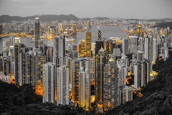 Wolkenkrabbers Van Hong Kong Die Zichtbaar Vanaf Victoria Peak — Stockfoto
