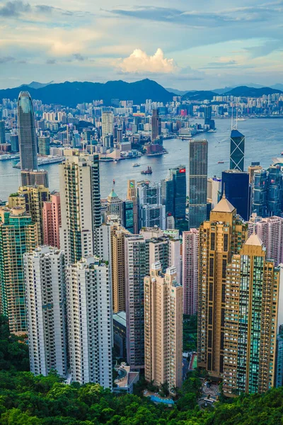 Rascacielos Hong Kong Que Visible Desde Pico Victoria —  Fotos de Stock