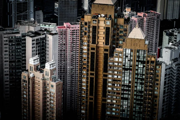 Wolkenkratzer Von Hongkong Der Vom Victoria Peak Aus Sehen Ist — Stockfoto