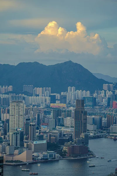 Victoria Tepesi Nden Görünen Hong Kong Gökdelenleri — Stok fotoğraf