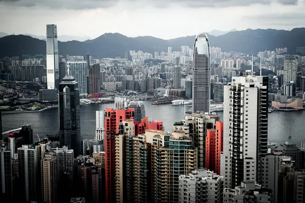 Wolkenkratzer Von Hongkong Der Vom Victoria Peak Aus Sehen Ist — Stockfoto