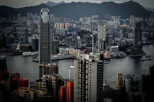 Wolkenkrabbers Van Hong Kong Die Zichtbaar Vanaf Victoria Peak — Stockfoto