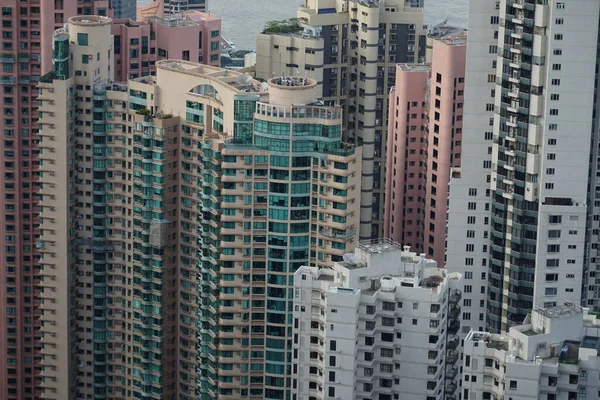 Wolkenkratzer Von Hongkong Der Vom Victoria Peak Aus Sehen Ist — Stockfoto