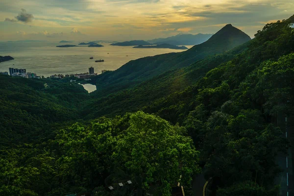 Noite Hong Kong Vista Victoria Peak — Fotografia de Stock