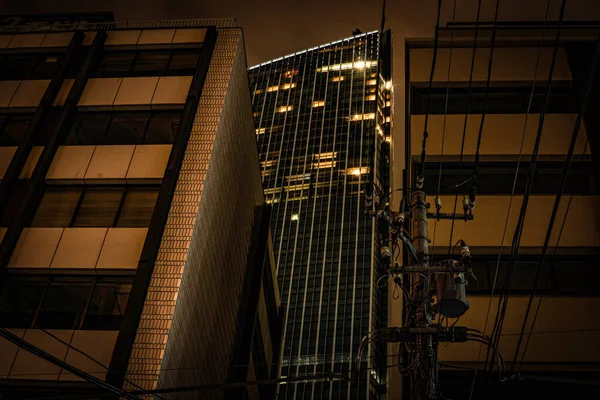 Toranomon Hills Nachtansicht Von Der Hintergasse Aus Gesehen — Stockfoto