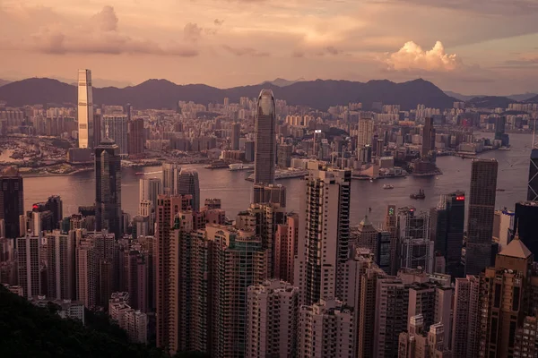 Victoria Tepesi Nden Görünen Hong Kong Gökdelenleri — Stok fotoğraf