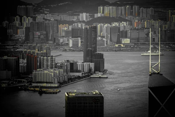 Wolkenkrabbers Van Hong Kong Die Zichtbaar Vanaf Victoria Peak — Stockfoto