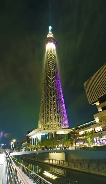 Ljus Natt Utsikt Över Upp Till Tokyo Sky Tree — Stockfoto