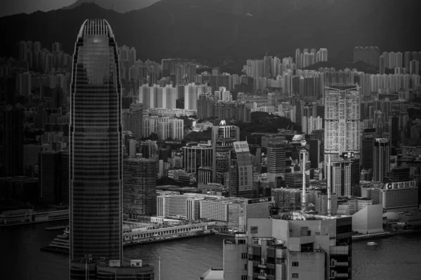 Mrakodrapy Hongkongu Které Jsou Viditelné Victoria Peak — Stock fotografie