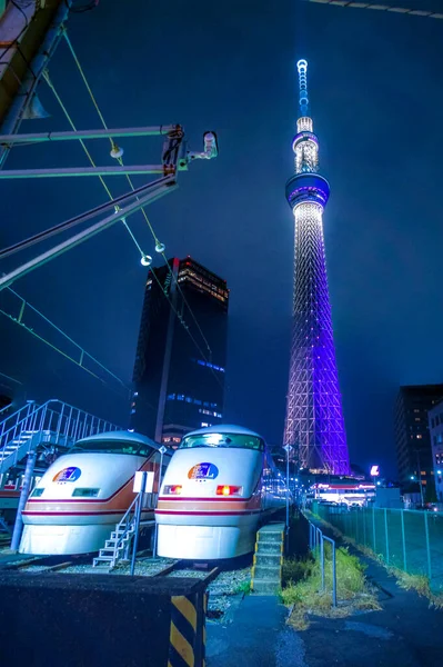 Leichte Nachtsicht Auf Den Tokyo Sky Tree — Stockfoto