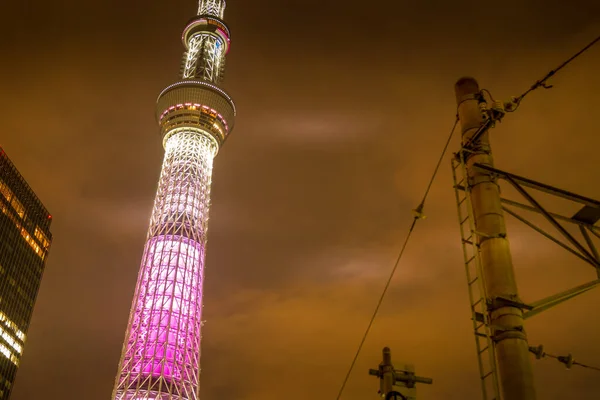 Φως Νύχτα Άποψη Του Μέχρι Tokyo Sky Tree — Φωτογραφία Αρχείου