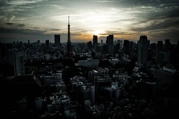 Torre Tóquio Horizonte Tóquio Naquela Noite Refere — Fotografia de Stock