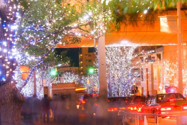 Iluminações Natal Visão Noturna Imagem — Fotografia de Stock