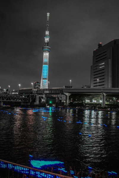 Tokyo Sky Tree Und Das Licht Das Durch Den Sumida — Stockfoto