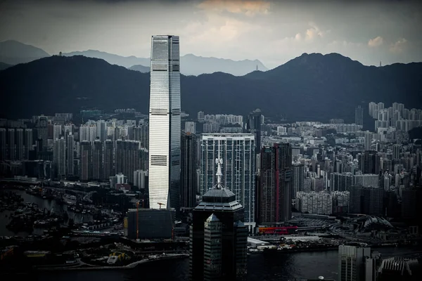 Skyscrapers Hong Kong Which Visible Victoria Peak Royalty Free Stock Images