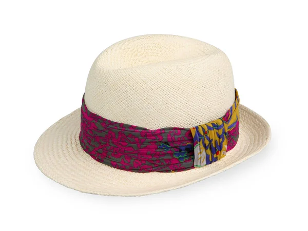 Γυναικείο καλοκαιρινό καπέλο με πολύχρωμα σχέδια λουλουδιών υφάσματος — Φωτογραφία Αρχείου