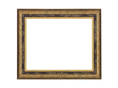 Altın işlemeli tablolar için ahşap çerçeve. Beyazda izole edilmiş