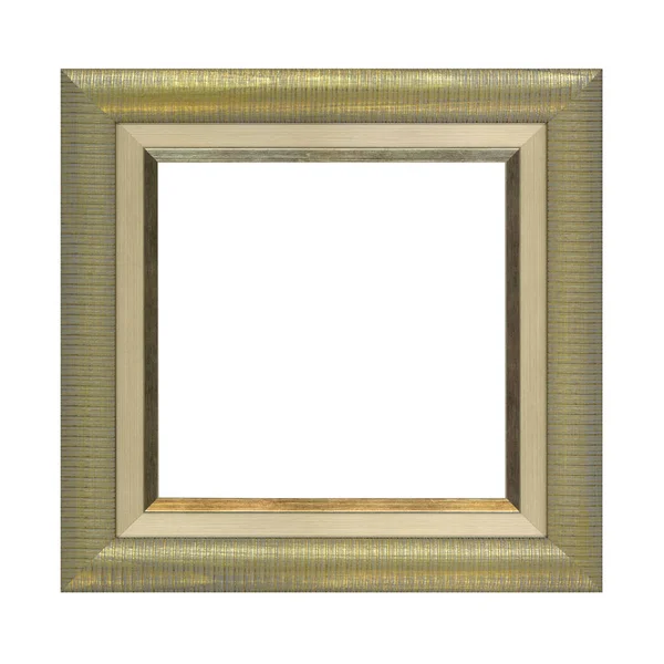 Quadro de madeira para pinturas com pátina dourada. Isolado em branco — Fotografia de Stock