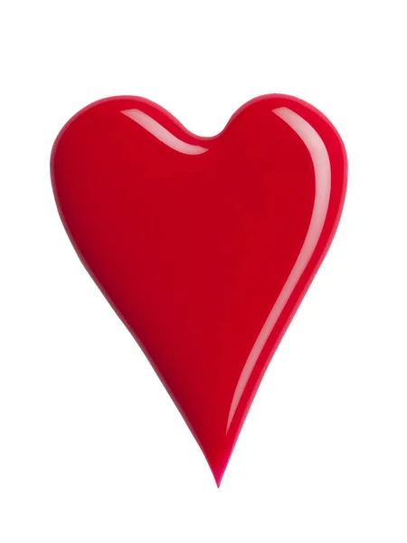 Blok van rode nagellak gevormde hart geïsoleerd op wit — Stockfoto