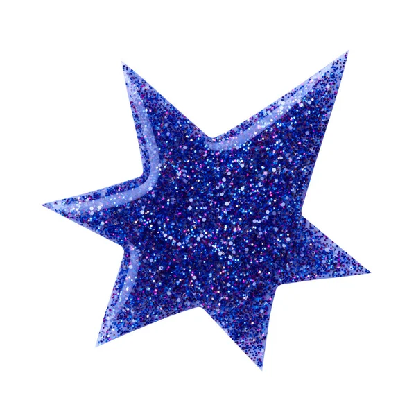 Blot of dark blue nail polish shaped star isolated on white — 스톡 사진