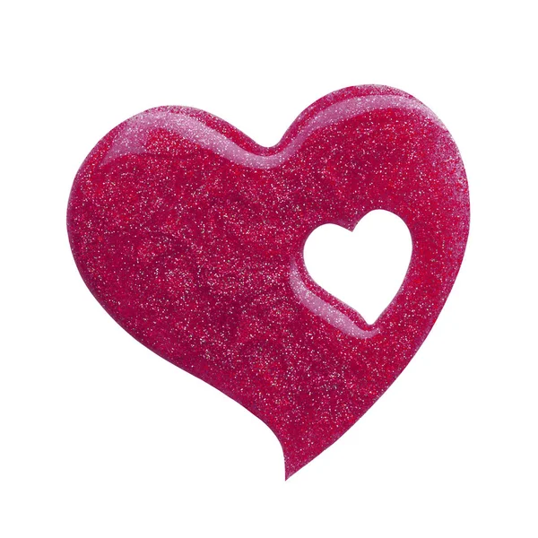 许多红色指甲油形状的心脏隔离在白色的 — 图库照片