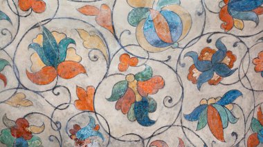 Antik İtalyan çiçekli duvar.