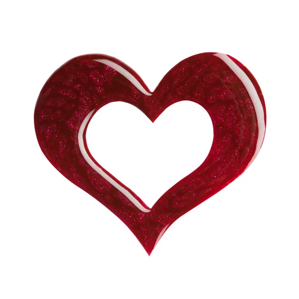 Lote Esmalte Uñas Rojo Oscuro Forma Corazón Aislado Sobre Fondo — Foto de Stock
