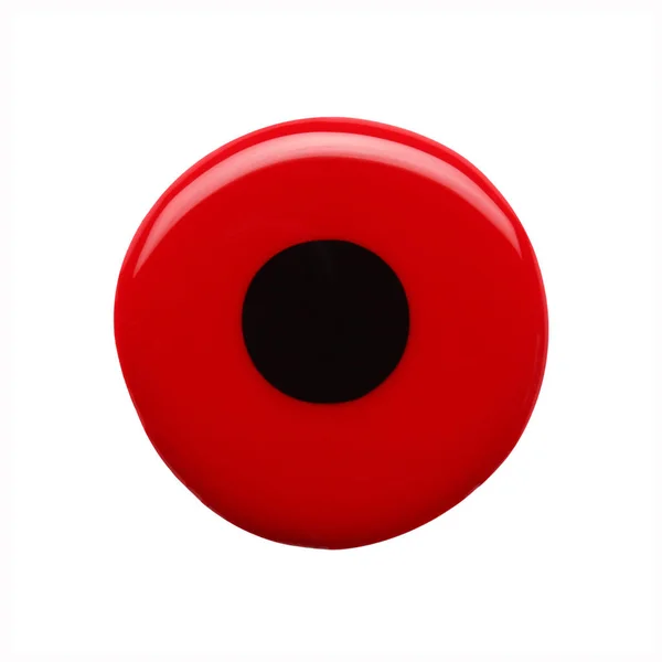 白い背景に隔離された赤い黒い爪磨き形の円の塊 写真だ トップ表示 — ストック写真