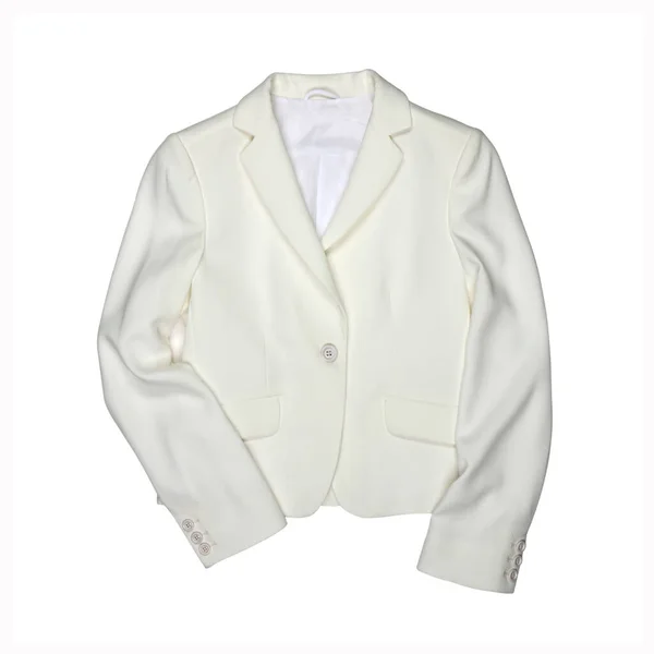 White Female Jacket Isolated White Background Modern Fashionable Women Clothing — 스톡 사진