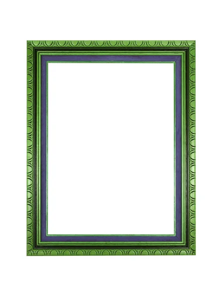 Empty Blue Green Wooden Frame Paintings Photo Isolated White Background — Stock Photo, Image