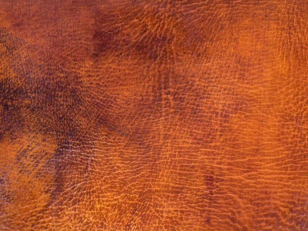 古いオレンジブラウンの牛革の質感の背景 マクロ写真 — ストック写真