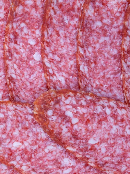 Gerookte Salami Worst Achtergrond Textuur Close Schot — Stockfoto