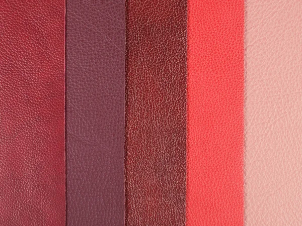 Різні Відтінки Червоної Натуральної Шкіри Текстур Зразки — стокове фото