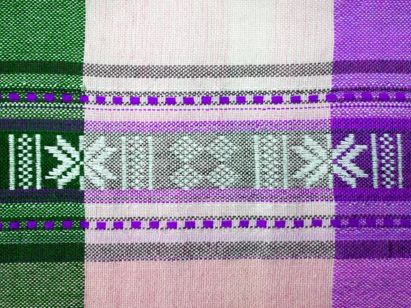 Textil Konsistens Violett Grönt Och Vitt Vietnamtyg — Stockfoto