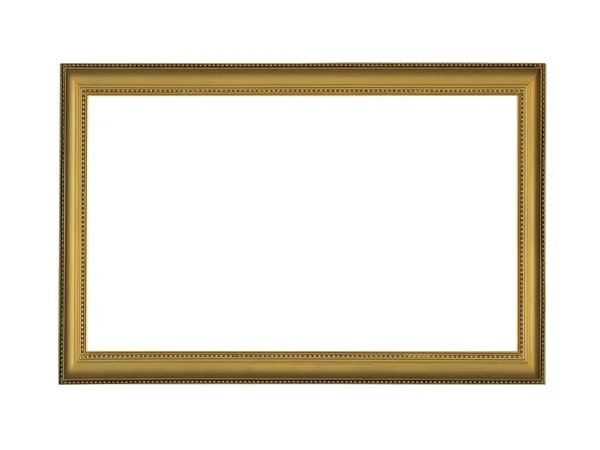 Пустой Золотой Деревянный Каркас Картин Фотографий Изолированный Белом Фоне — стоковое фото