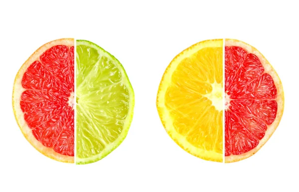 Набір цитрусових фруктів з грейпфрута, апельсинів і ліпнини ізольовані на білому тлі — стокове фото