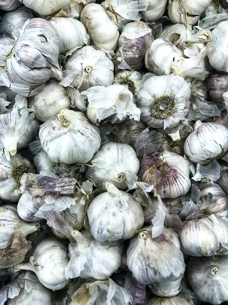 Bio-Knoblauch ganz und Nelken auf dem Markt — Stockfoto