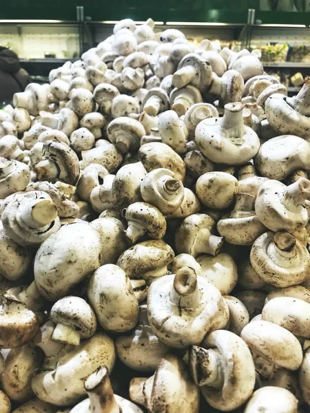 Raw white mushrooms