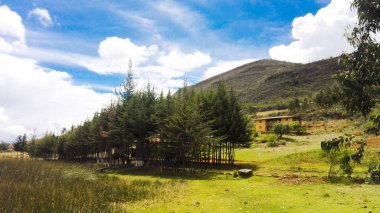 Peru 'nun kuzeyindeki dağların arasında kabini olan kırsal alan.
