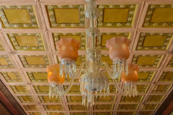 Old Pink Glass Lamp Hanging Decorated Ceiling — Stock Photo, Image