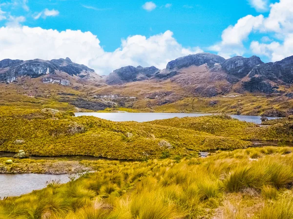 Paisaje Soleado Paramo Con Dos Lagunas — Foto de Stock