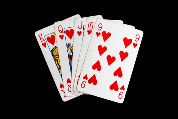 Some cards for playing cards games and gambling on a black background — Stock Photo, Image