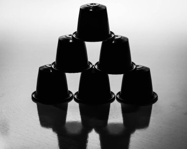 Biraz aromatik, lezzetli espresso kahve kapsülleri manzarası