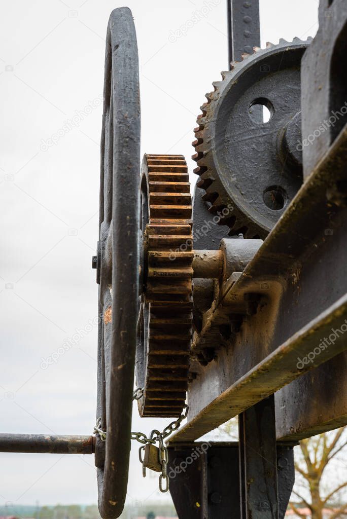 Detail of floodgate mechanism in Canal de Castilla, castile channel, palencia, spain