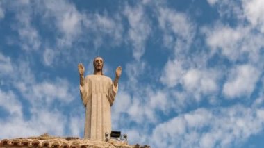 Otero's Christ, Cristo del Otero, with dramatic sky in Palencia, Spain