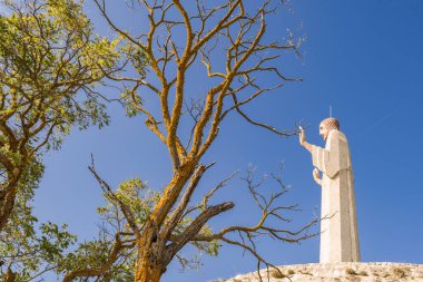 Otero Christ, Cristo del Otero, with dramatic sky in Palencia, castile and leon, Spain