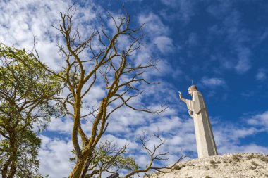 Otero Christ, Cristo del Otero, with dramatic sky in Palencia, castile and leon, Spain