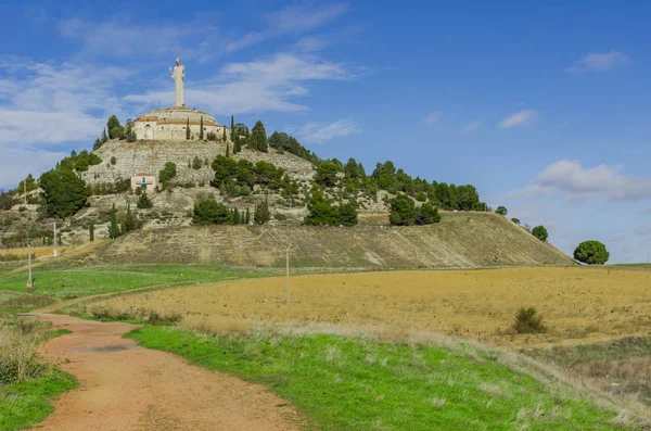 Otero Christ, Cristo del Otero, with dramatic sky in Palencia, castile and leon, Spain