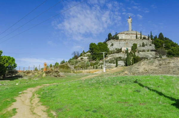 Otero Christ, Cristo del Otero, with dramatic sky in Palencia, castile and leon, Spain