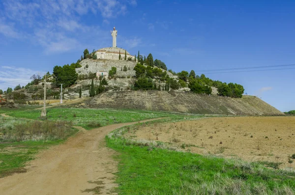 Otero Christ, Cristo del Otero, with dramatic sky in Palencia, castile and leon, Spain